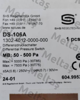 (1302-4012-0000-000) DS-106 A S+S REGELTECHNIK