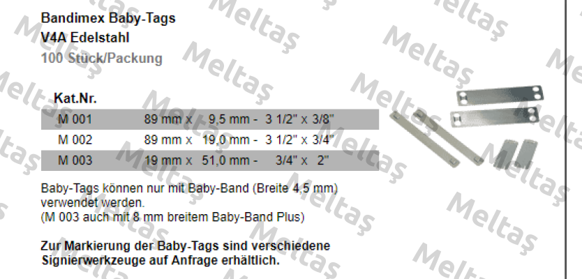 Bandimex Baby-Tags (V4A, 89 x 19mm)  Bandimex