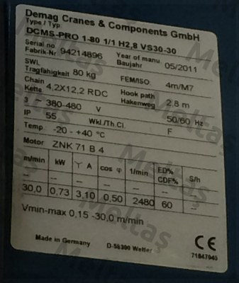 DCS-Pro 5-500 1/1 H5 VS8-15  Demag