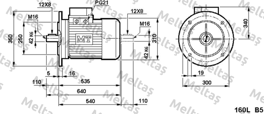 Typ DN 160 L-4/8 B3 Fimet