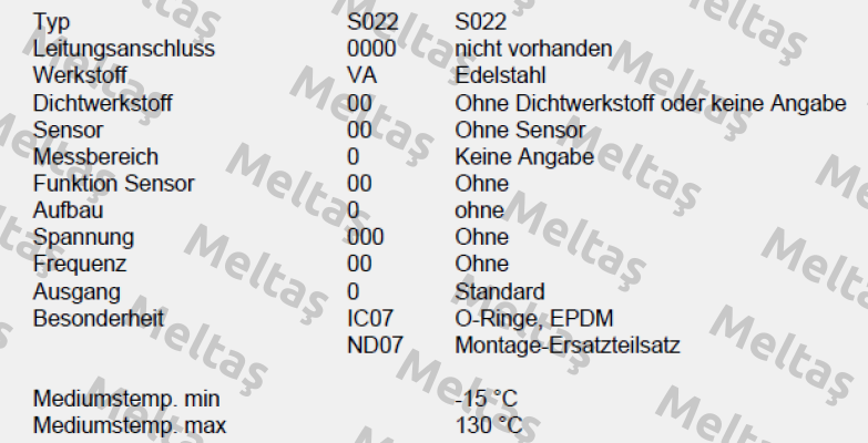 P/N: 00561233, Type: S022-0000-VA00-00-0-00-0-000/00-0 * IC07+ND07 Burkert