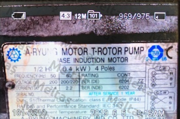 Motor for AMTP-400V-206HA(VB) A-Ryung