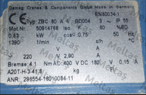 ZBC 80 A4 BD004 Mot Nr - 50914768 Demag