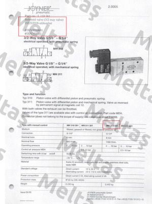 J3221221S, Type: MH 310801 G1/4 Joyner Pneumatic