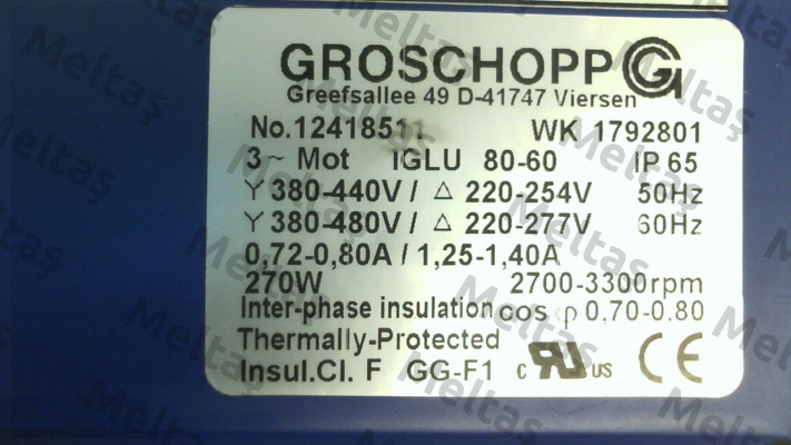 Type: IGLU 80-60 / IP65 Groschopp