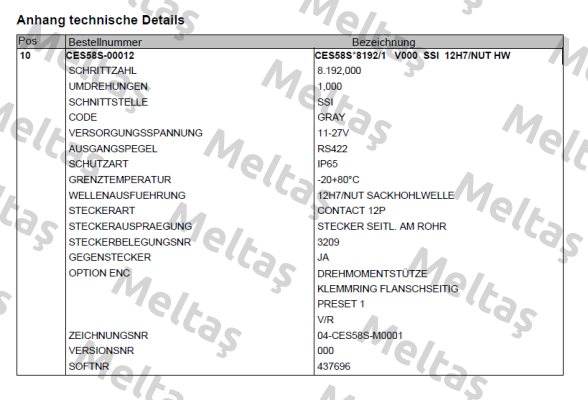 CES58S-00012 TR Electronic