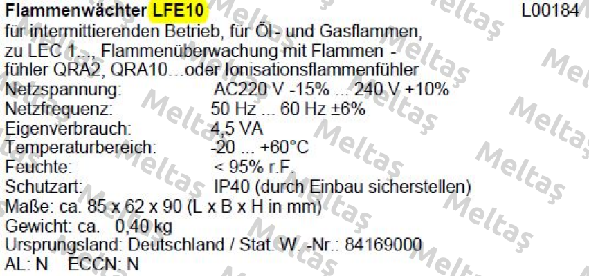 LFE10 (L00184) Siemens (Landis Gyr)