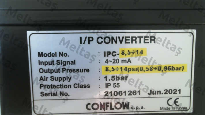 PC converter 0-18 PSI CONFLOW